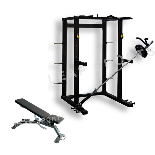 LS Power Rack - Adjustable Bench - 7' Barbell Combo
