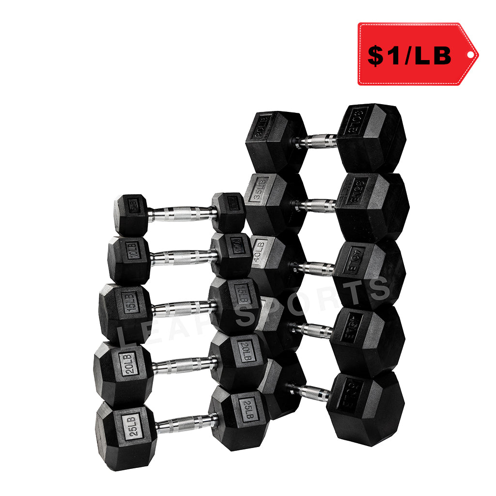 Premium Rubber Hex Dumbbell 5-120LB