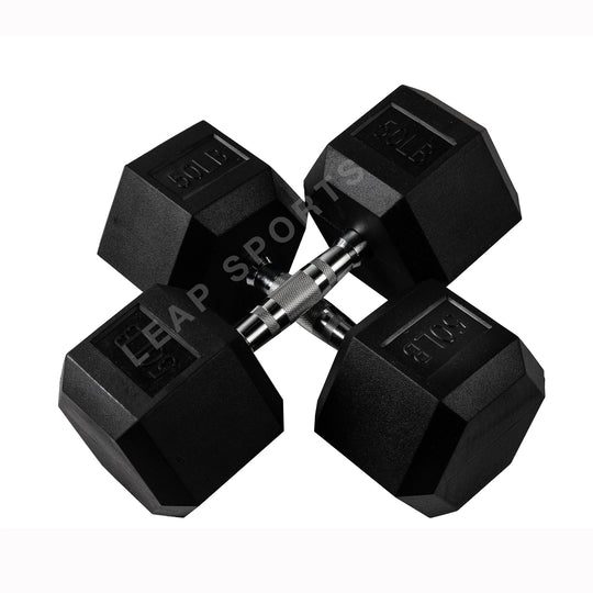 Premium Rubber Hex Dumbbell (5 - 50LB) & Rack Combo